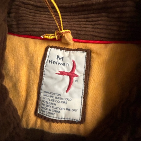 RELWEN Men’s Corduroy Workshirt Brown Size Medium New - Picture 6 of 7